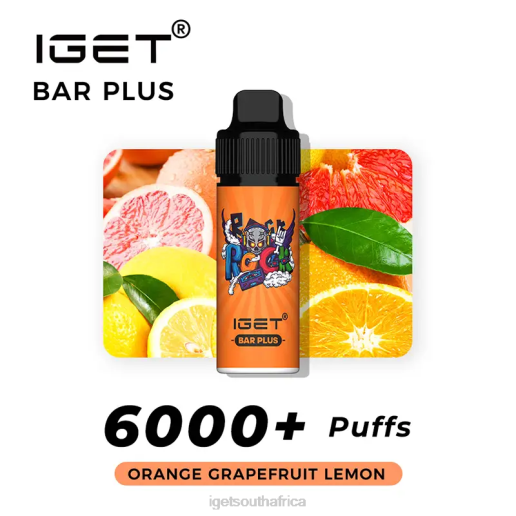 Nicotine Free IGET Vapes On Sale Bar Plus Vape Kit Z424372 Orange Grapefruit Lemon